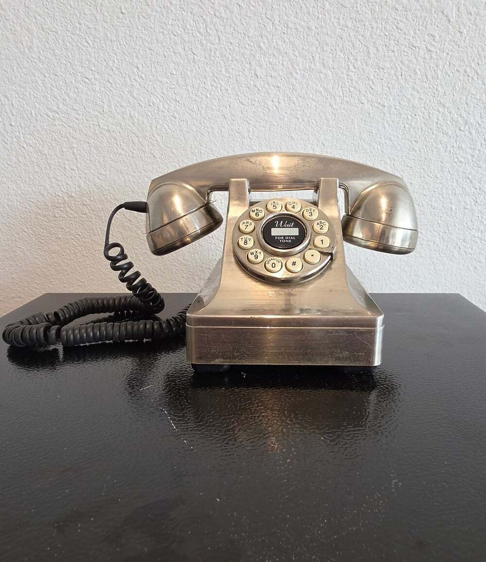 Retro Style Crosley 302 Classic Brushed Chrome Push Button Phone Not Tested